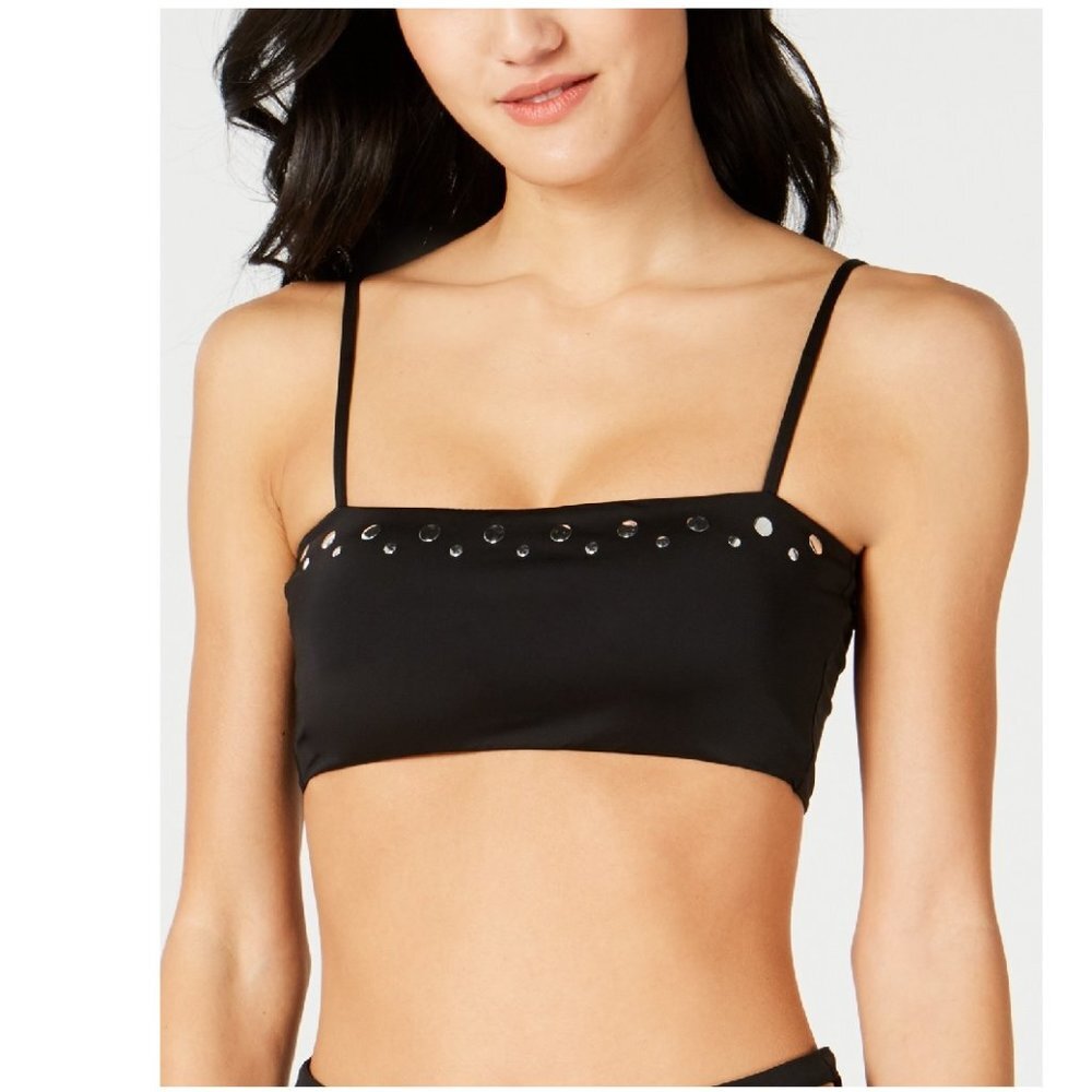 Bar III Nailhead Embellished Bikini Swim Top
